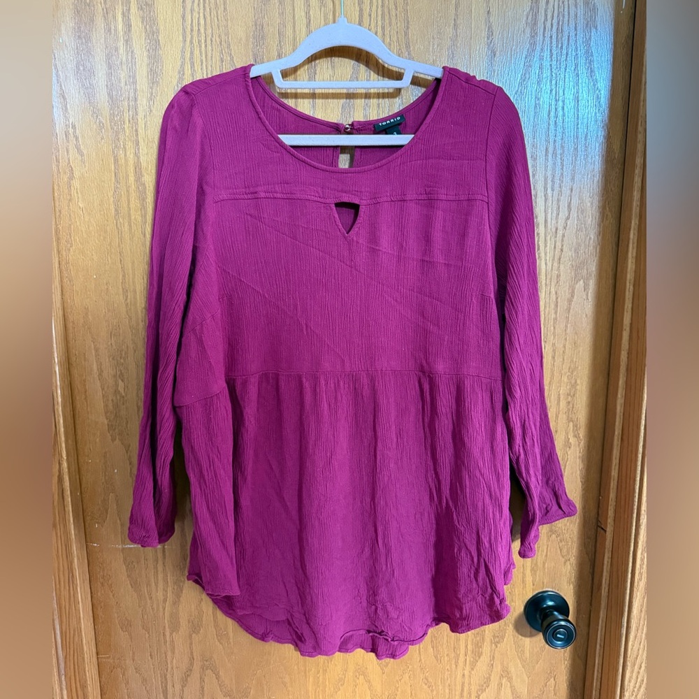 Torrid Deep Burgundy Long Sleeve size 3 Tunic